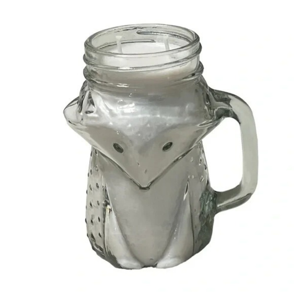 Fox Mug Lily Scented Candle Handmade 16 oz Clear Glass Animal Jar 2 Wick